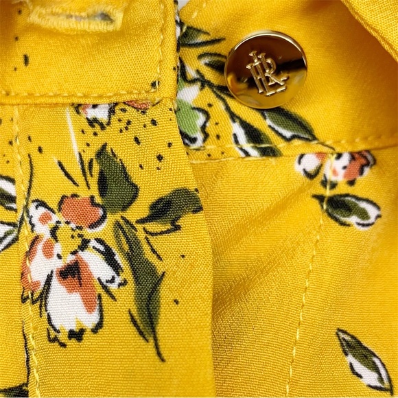 NEW Ralph Lauren LRL Women 16 Floral Shirt Dress Gold Career Office - Picture 9 of 15